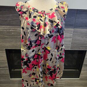 George Plus Abstract Print Ruffle Blouse - Size 2X